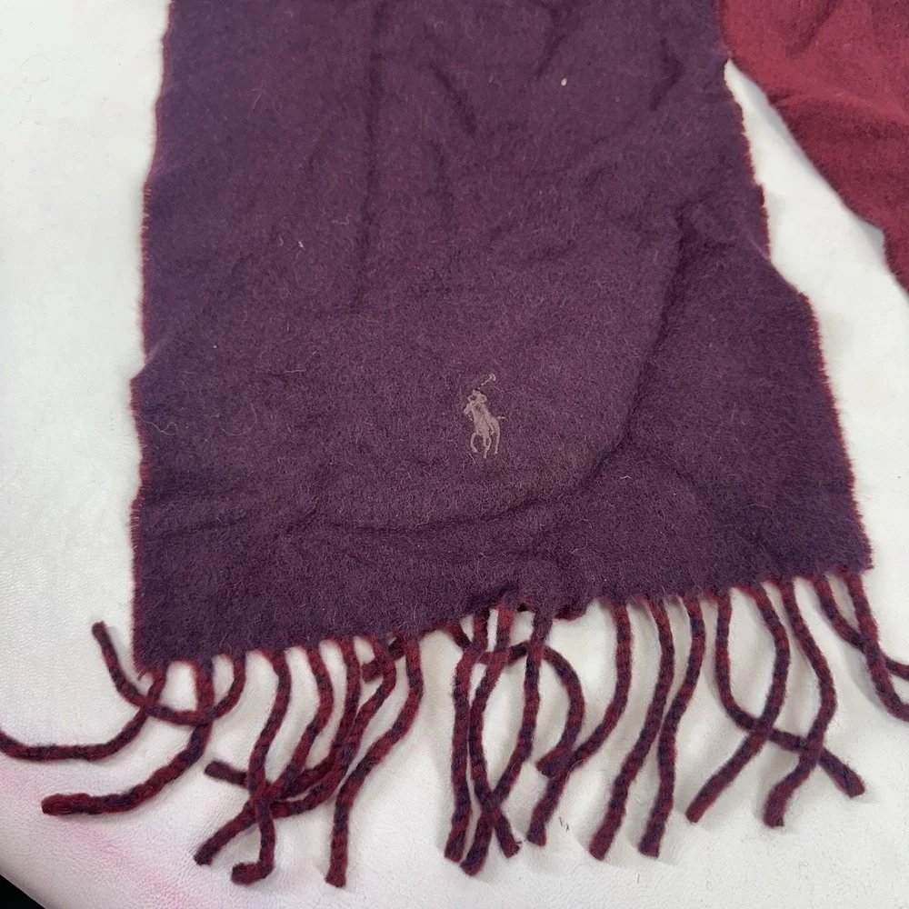Polo‎ Ralph Lauren Solid Wool Blend Scarf Burgundy Wine Purple 63